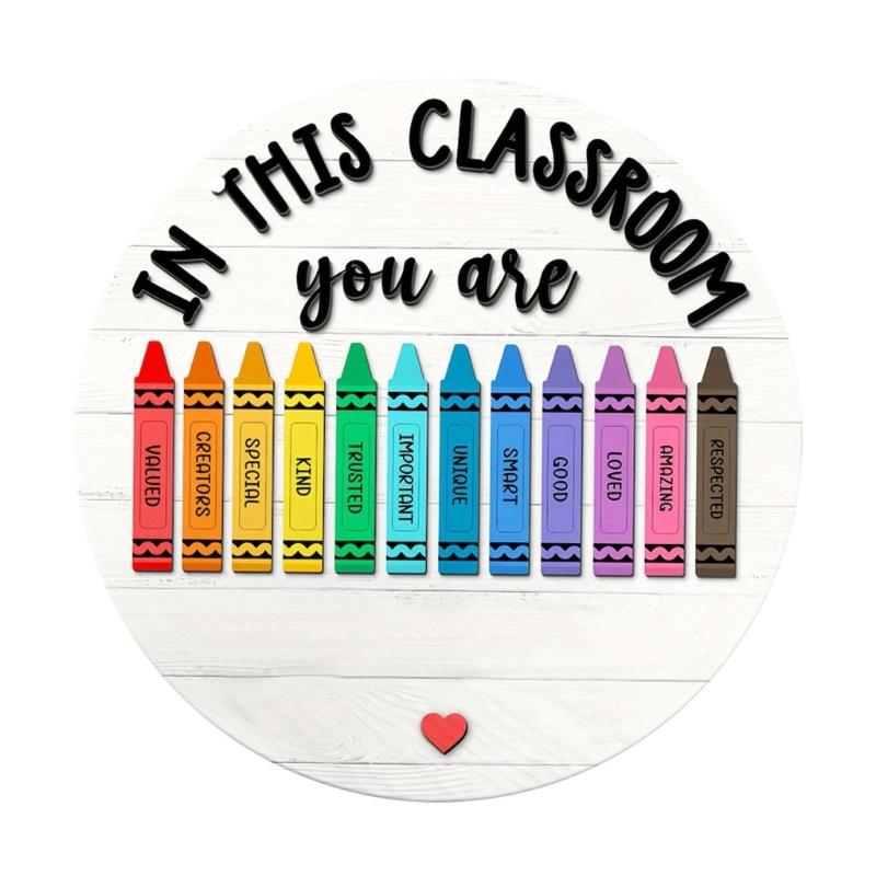 Wooden Door Sign Easy Installation No Tool Need Welcome Sign Teacher Hanging Plaque For Classroom School Wall Decors