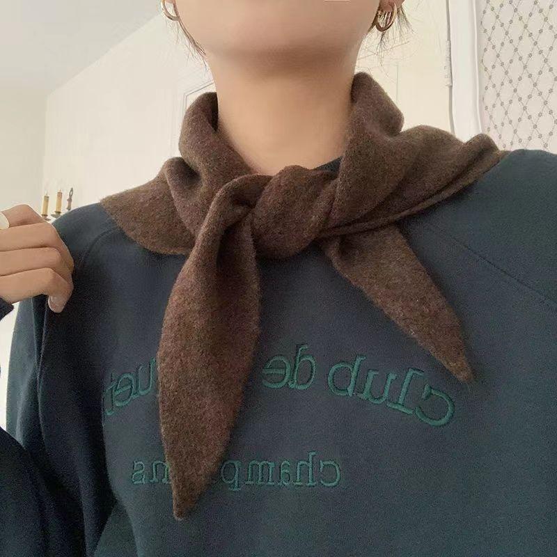 Soft Knitted Triangle Neck Scarf Warm Breathable Fabric For Fall Winter Daily Wear Commute Casual Outings