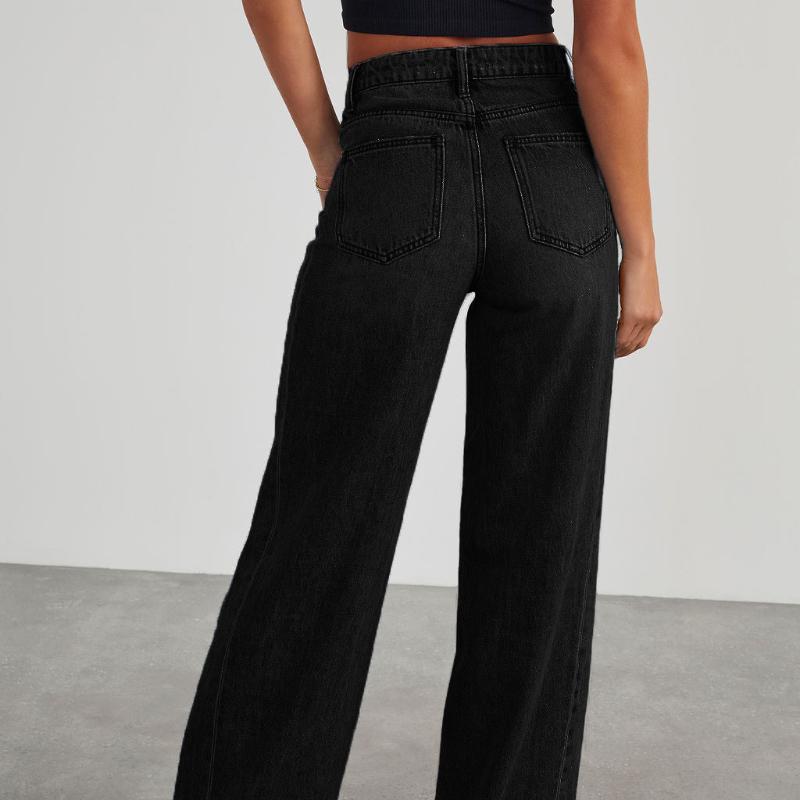 High-waisted Straight-leg Furred Jeans Women's New Fashion High-waisted Wide-leg Pants Jeans Spring and Autumn for Women Y2k