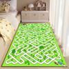 Green Maze Carpet with House and Trees Decorative Design Suitable for use as an anti-slip game mat for living room and bedroom sofas