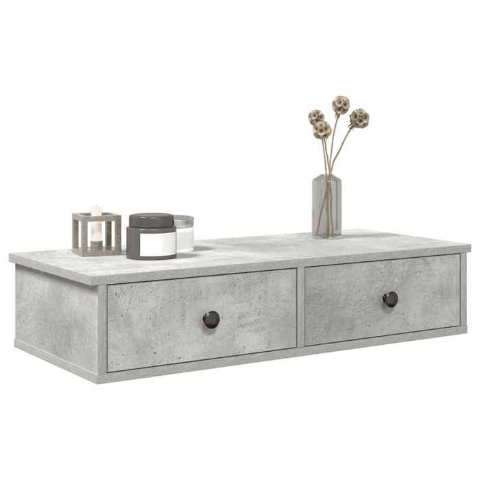 VidaXL Wall Shelf with Drawers Concrete Grey Engineered Wood 859953