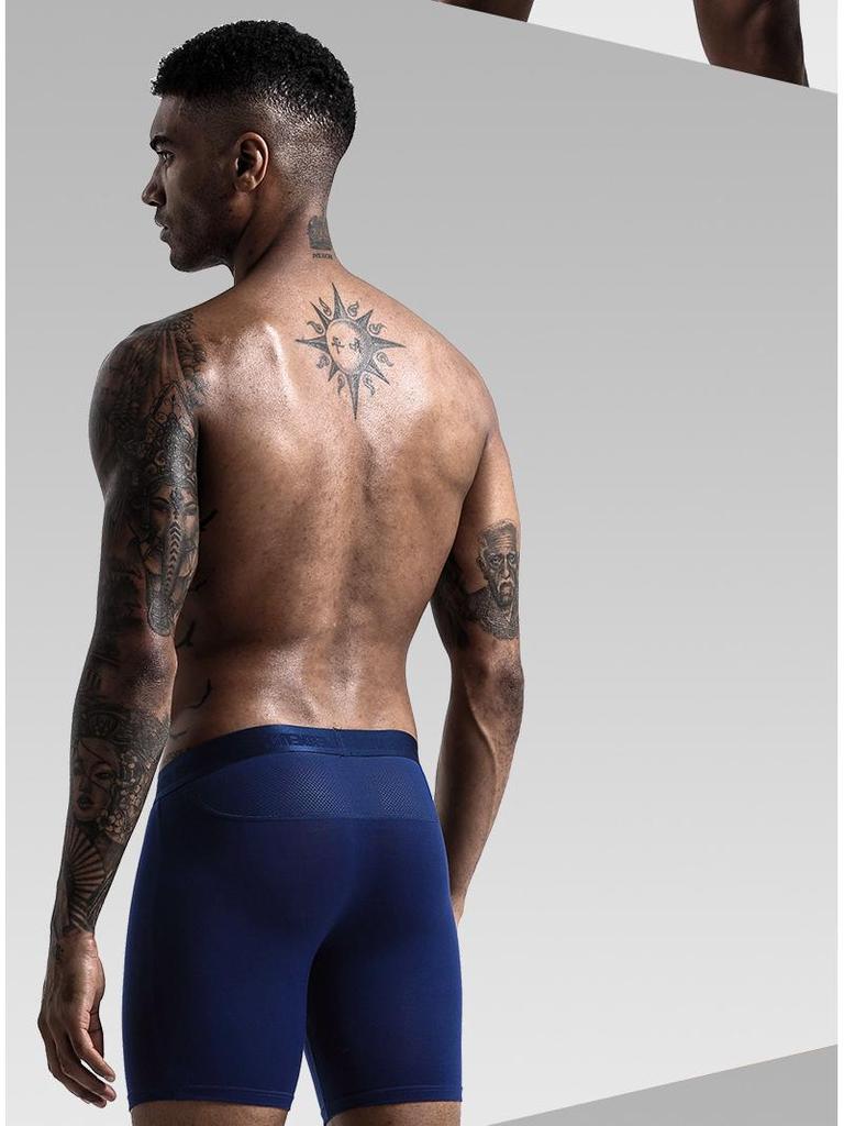 Men's Anti-Chafing Modal Quick-Dry Long Leg Running Boxer Briefs