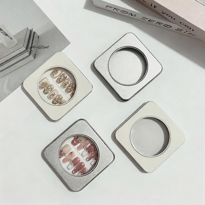 1/5Pcs Press On Nail Storage Boxes Storage Case Tin Box Windowed Fake Nail Organizer Container For Nails Display Salon Supplies