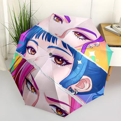 1pc Colorful Anime Character Outdoor Umbrella - Automatic Opening/Closing, Portable 3-Fold Design, 8-Rib Iron Frame, Perfect Gift for Fans, Trave
