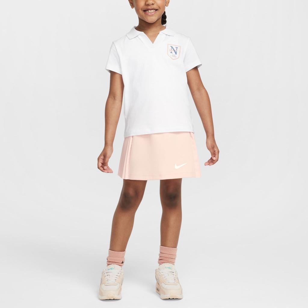 Nike Skirt Set Swoosh Game Match Tennis Polo Collar Simple Comfortable Short Sleeve Kids Sets Echo-Pink IB8452-622