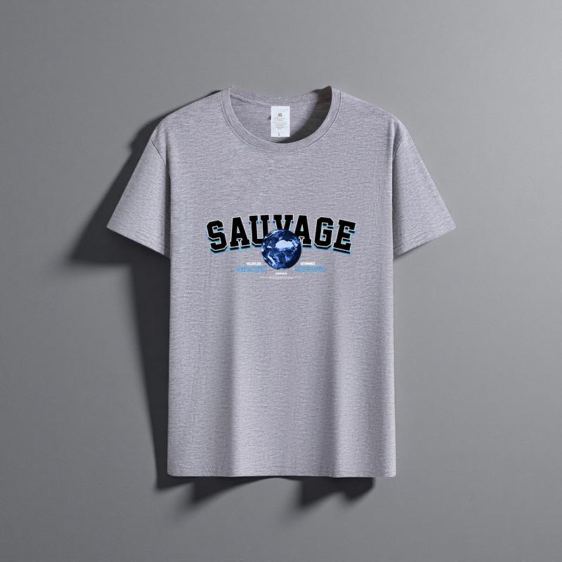 Summer New Unisex Versatile Pure Cotton T-shirt Fashionable Casual Round Neck Top Breathable Loose Fit Print Short Sleeved Shirt