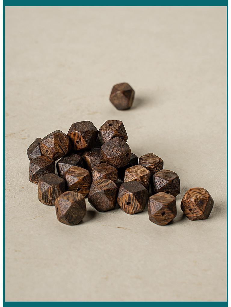 Vietnamese Nha Trang Ky Nam Agarwood Beads: Irregular Octagonal Diamond Shape, DIY Wenwan Hand String Accessories, Loose Beads.