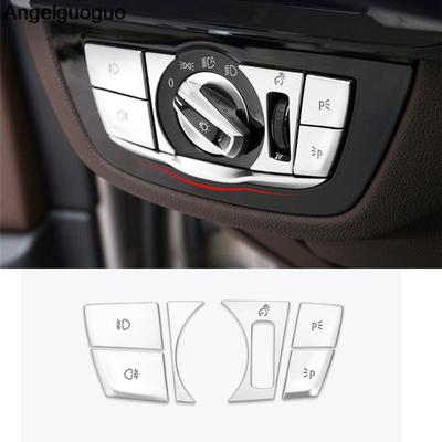 Auto Chrom ABS Scheinwerfer Schalter Tasten Pailletten Dekoration Abdeckung Trim Aufkleber Für BMW 5 Series G30 2018 528Li 530Li 540Li