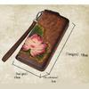 Johnature Handmade Vintage Genuine Leather Ladies Clutch Bags Female Purse Women Floral Zipper Standard Wallets