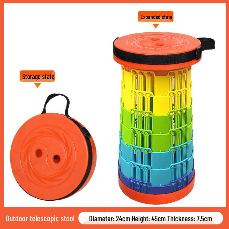 Collapsible 3-Buckle Telescopic Camping and Fishing Stool - Portable & Lightweight Rainbow Design