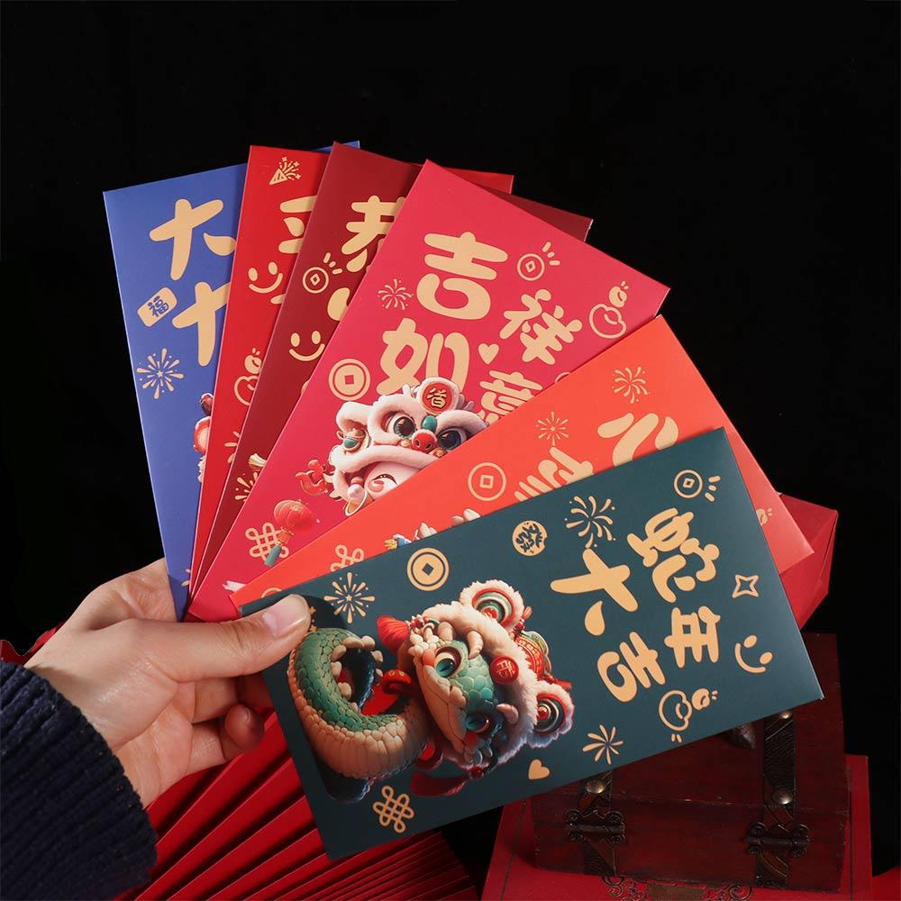 6pcs/set Chinese Style New Year Red Envelopes Cartoon Cash Envelopes  Chinese New Year