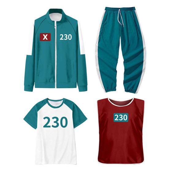 4 Pcs/Set Korean Game Cosplay Costume Squid Series Tracksuit Sweatshirt Jacket Pants