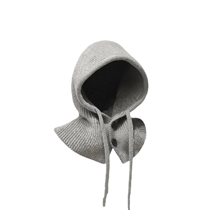 Hat Scarf Integrated Women's Autumn and Winter Warm Ear Protection Wool Hat New Scarf Integrated Shawl Knitted Hat
