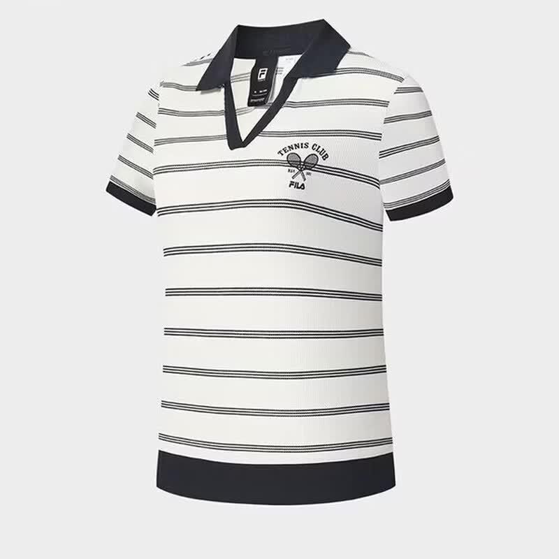 FILA Women s 2026 Summer Tennis Striped Knit Polo Shirt XL
