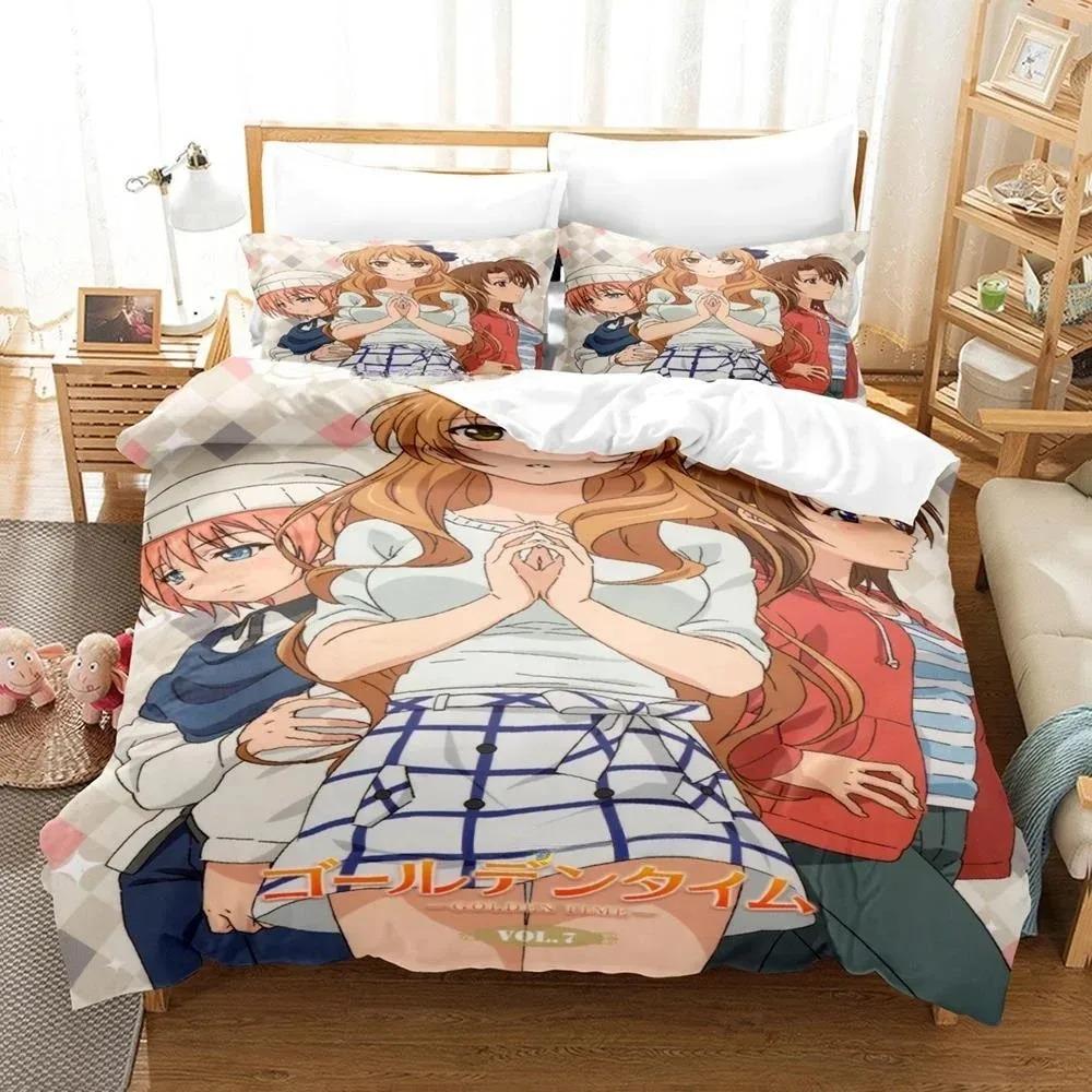 Golden Time Bedding Set Single Twin Full Queen King Size Bed Set Adult Kid Bedroom Three-piece Suits 3D Print Anime Bed She