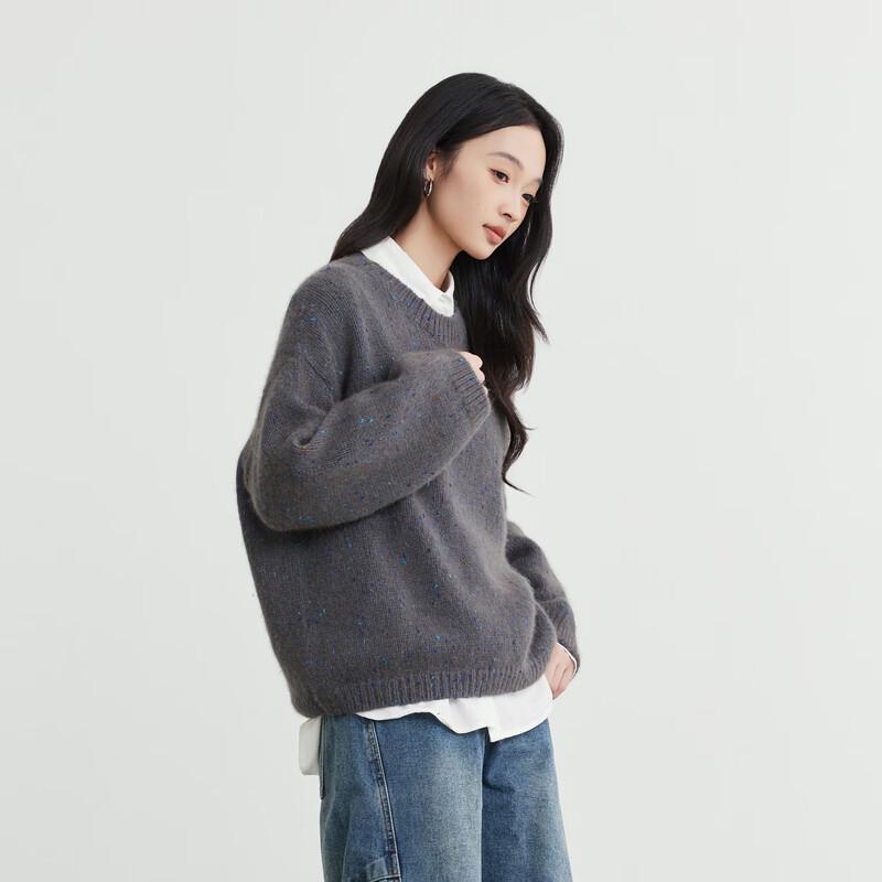 Elva' Island Women's Thickened Round Neck Knit Sweater