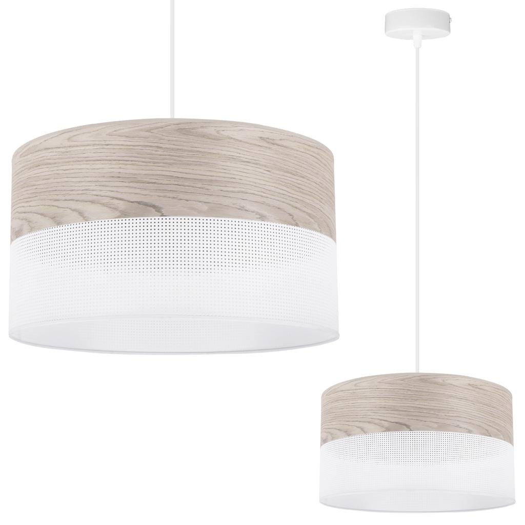 Single Hanging Lamp, White Oak Veneer Lampshade 30Cm