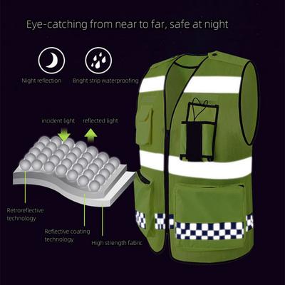 Summer Multi Functional Breathable Reflective Safety Vest Mesh Multi Pocket Traffic Vest Breathable Railway and Running Sports