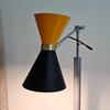 Mid Century Italian Stilnovo Adjustable Floor Lamp, Black Amber Brass, 210.82 cm Dual Tone