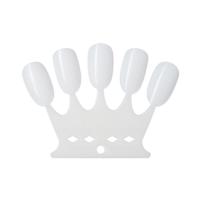 Nail Art Display Chart: Transparent Natural Color Tips with Crown Design - 5 Fingers Fake Nails