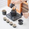 Shanhai Coarse Pottery Lifting Beam Pot, One Pot of Four Cups, Portable Tea Set for Outdoor Travel