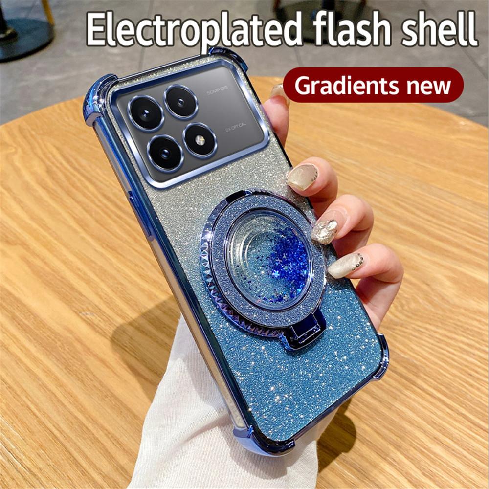Quicksand Glitter Ring Stand Phone Case For Xiaomi Poco X6 Pro 5G X6 X3 NFC M6 Pro C65 12T 13T Pro Soft Silicon Shockproof Cover