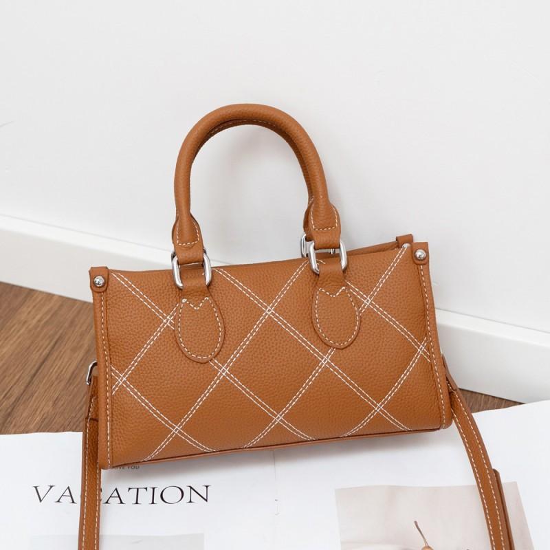 

Fashion Handbag Women s Leather Grid Small Square Bag TOGO Top Layer Cowhide Crossbody Single Shoulder 24x9x13CM