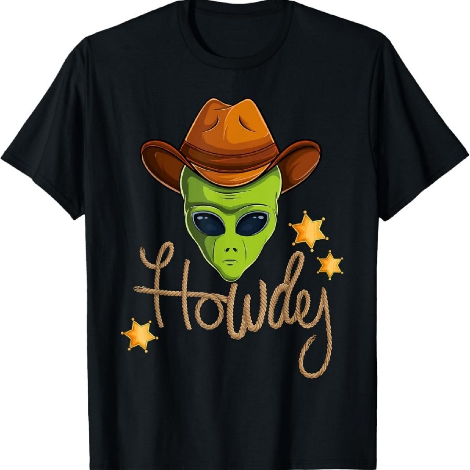 Смешная ковбойская инопланетная Howdy Космический НЛО Западный Родео Мужская Женская Футболка S