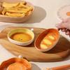 Cute bread-shaped ceramic sauce dish, cartoon smiley face condiment dish, creative kitchen dipping dish and snack dish tableware set.