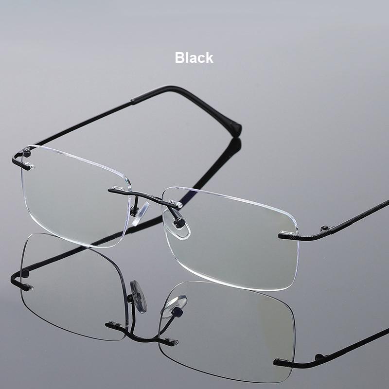 Men Blue Light Blocking Reading Glasses Women Dimond Cutting Rimless Eyeglasses Frame Anti Fatigue Hyperopia Presbyopic Eyewear