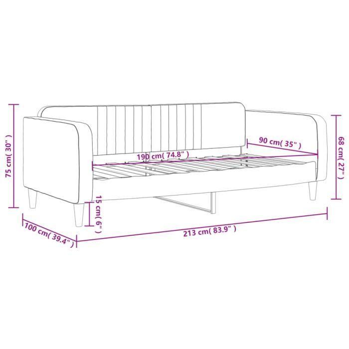 VidaXL Daybed Black 90x190 Cm Velvet 354101