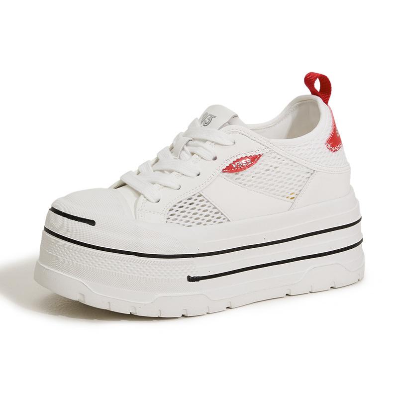

thick-soled mesh white shoes women s 2025 spring and summer new fashionable versatile inner height-increasing women s shoes muffin shoes breathable sa 39
