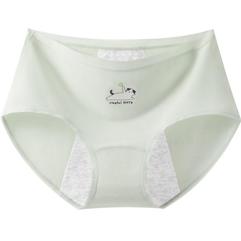 

Girls Spring and Autumn New Period Pure Cotton 10A Antibacterial Crotch Breathable Waist Triangle Briefs XL зелений