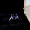 925 Sterling Silver Rings Princess Cut Created Nano Tanzanite Blue Square Gemstone Party Wedding Fine Jewelry Christmas Gift