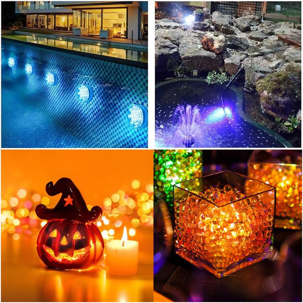 LED Buceo Bajo el Agua Batería 15 Alto 16 Colores Control Remoto Temporizador 5 Ventosas Fuerte Acuario Estanque de Luz, Luz, Operado, LEDs, Brillo,