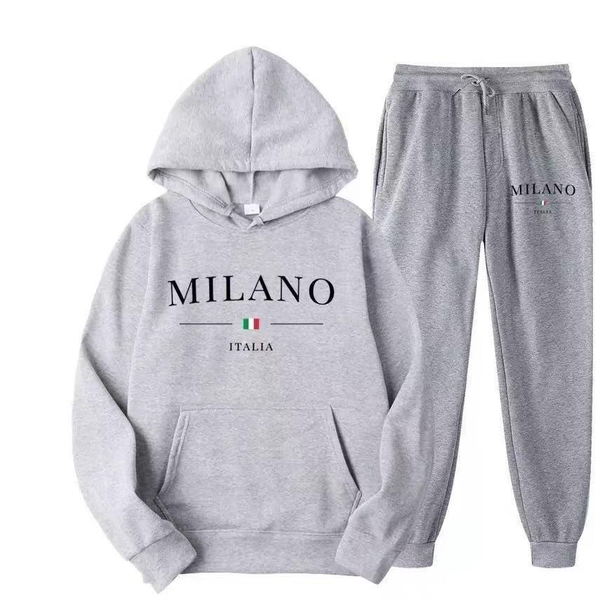 Nuovo set di felpe da donna MILANO, trendy europeo e americano, taglie forti, foderato in pile, nuova felpa da donna alla moda con stampa di lettere