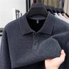 Men's Plus Velvet Knitwear Winter Lapel Polo Shirt - Middle-aged Casual Warm Long Sleeve Sweater Base Layer