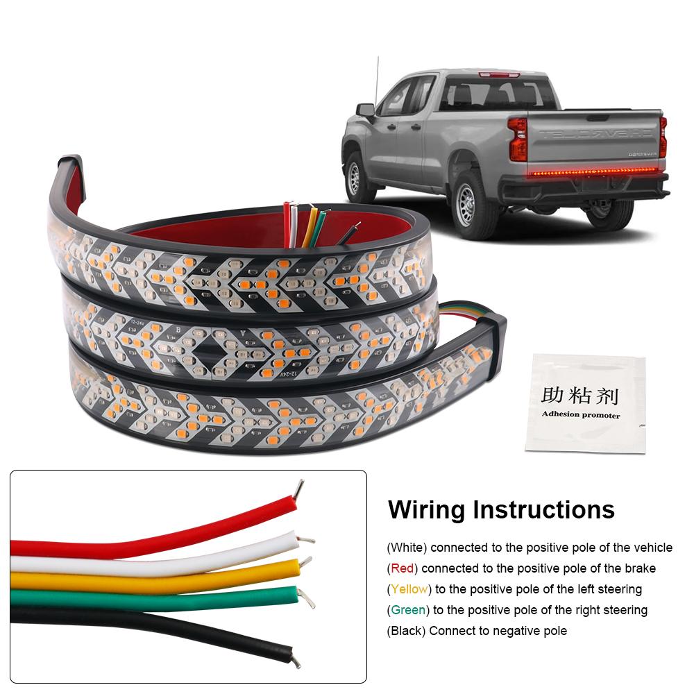 Car Truck LED Tailgate lights Strip Turn Signal Lamp Flowing Dynamic Warning Brake Reverse Tail light Bar For Pickup Jeep 12V24V