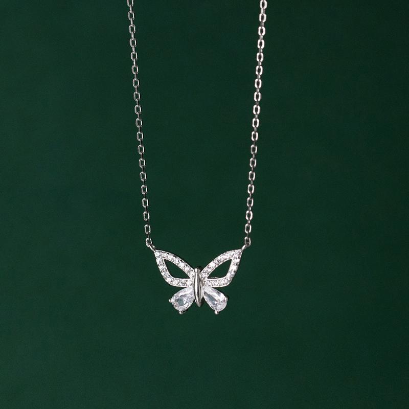 

WANTME Sterling Silver Shiny Romantic Butterfly Clavicle Pendant Charm Necklace for Women Fashion Wedding Party Jewelry серебряный