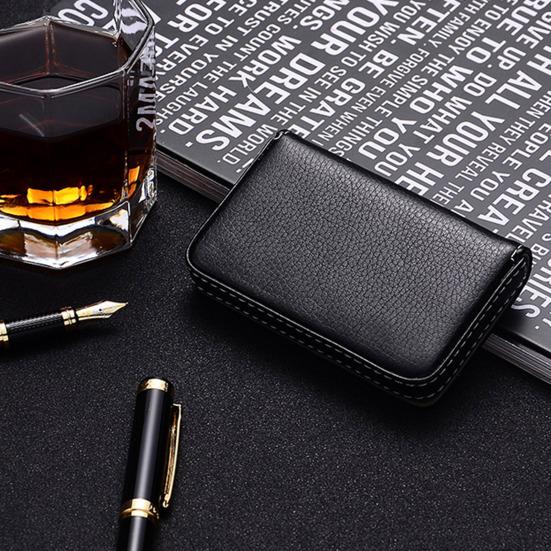 Faux Leather Business Card Holder with Magnetic Closure Slim Compact Size Portable Business Card Carrier Name Card Organizer