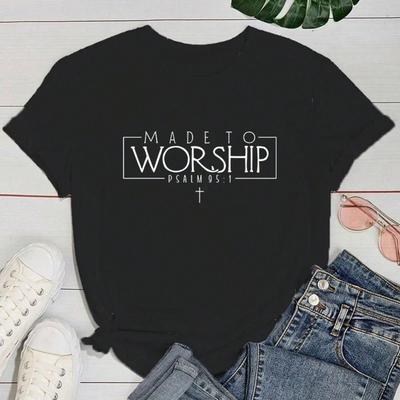 (Premium T-Shirt)Made To Worship Printed T-Shirts For Unisex Summer Tee Shirt Femme Casual Short Sleeve Round Neck Tops T-Shirts