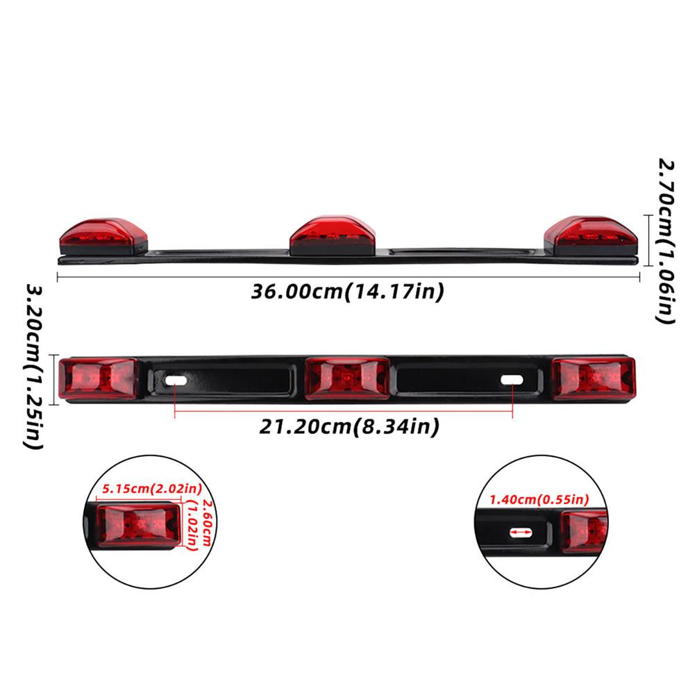 12V 15" 9LED Car Side Marker Signal Lamp Universal Warning Light Indicator Pickup Truck Rear Tail Light Bar Red Bracket Light