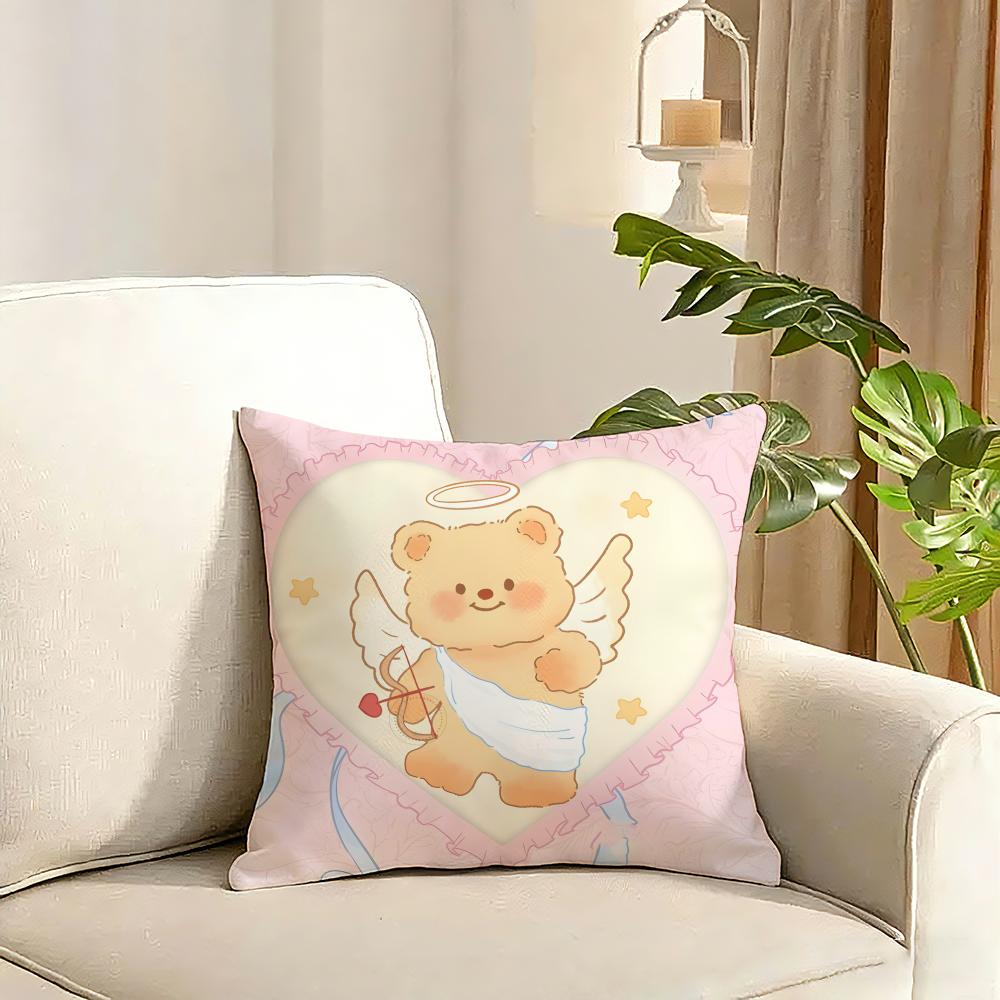 Butterbear Cushion Cover Reversible Plush Pillow Cover Soft Fluffy Home Decor for Sofa Bedroom