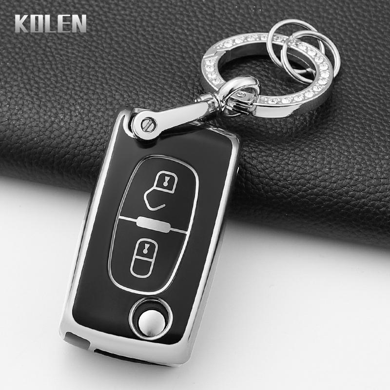 Funda Protectora de Moda para Llave Inteligente de Coche para Peugeot 107 207 307 308 407 607 3008 5008 Citroen Xsara Picasso C5 C6 C8 Llavero Protector