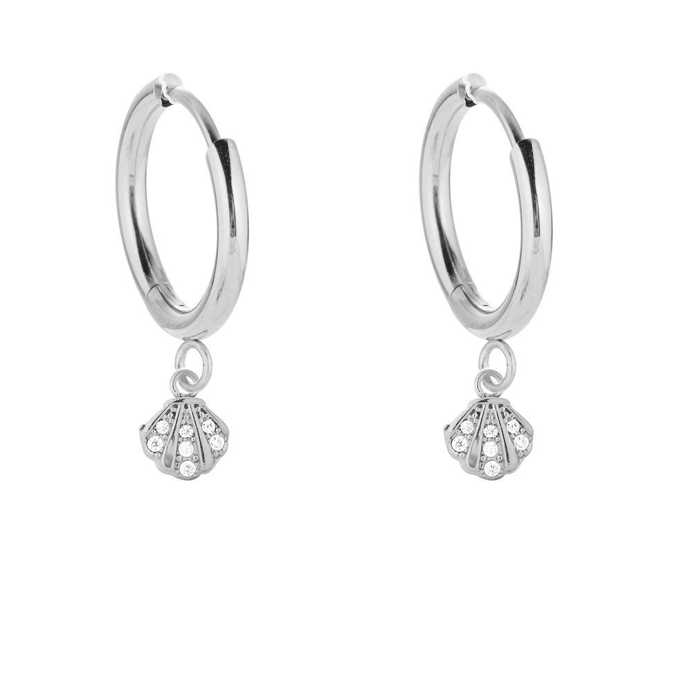 Fashion Versatile Stainless Steel White Zirconium Earrings Men's and Women's Small Fresh Starfish Shell Anchor Pendant Earrings Earrings