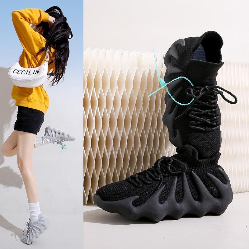 Spring New Black Versatile Non-slip Soft-soled Work Shoes Women's Octopus Women's Flying Knitting Sneakers