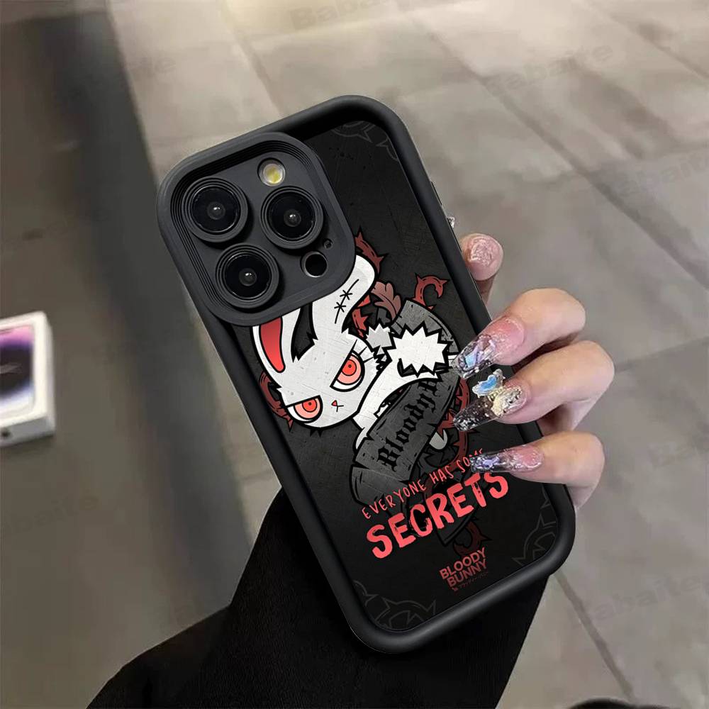 Anime B-Bloody Bunny Silicone Soft Phone Case For IPhone 17 16 14 13 12 11 15 Pro Max Plus Air Cover
