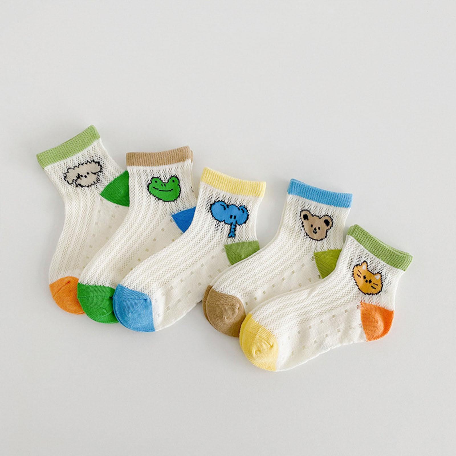 

Детские носки Напольные носки Летние носки Мультяшный медведь Тонкие Дышащие Осенние Мультяшные Модные 5 шт. детская одежда 1-3 Years
