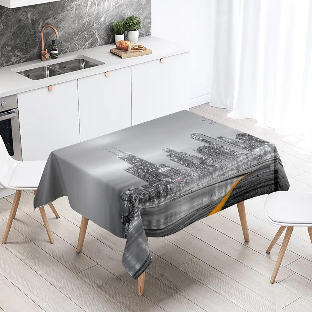 World Famous City Building Night View Tablecloth Party Restaurant Table Decoration Waterproof  New Home