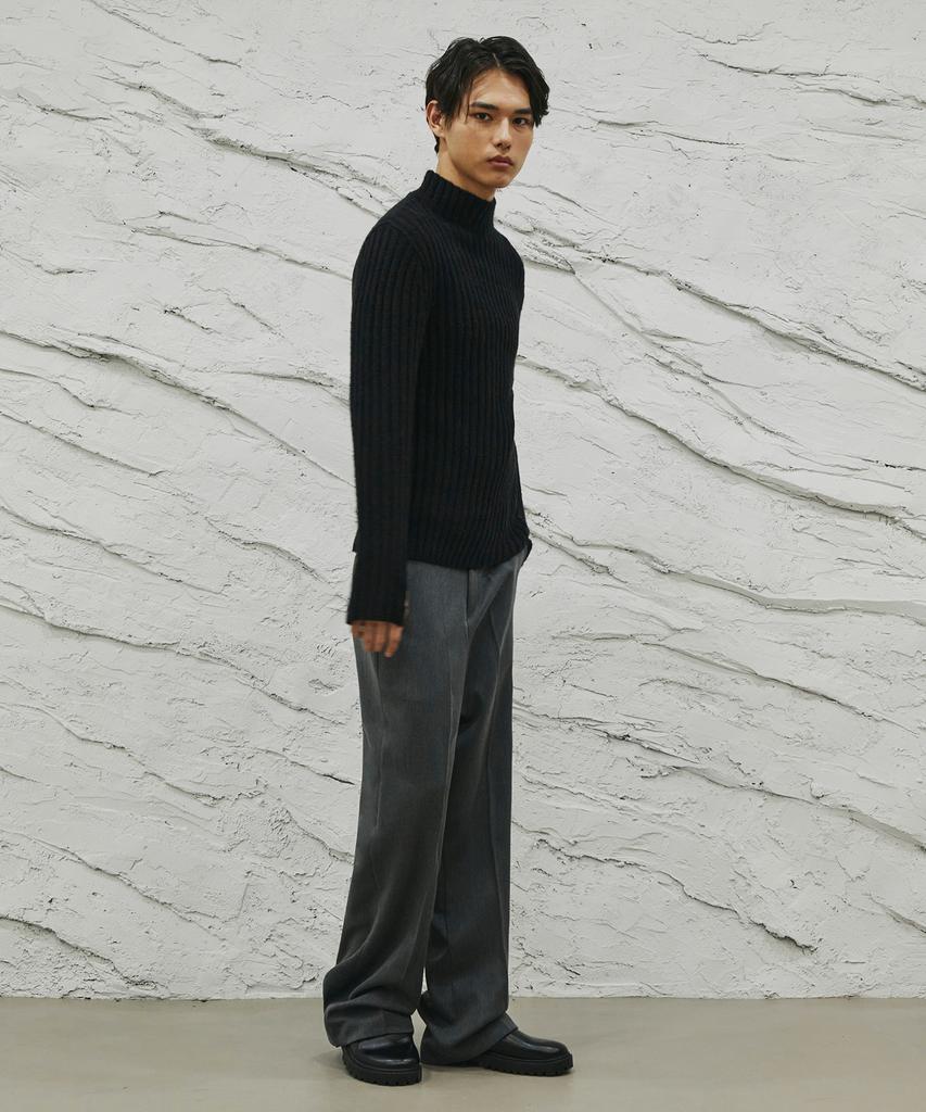 SIGNATURE Wool-Like No-Tuck Wide-Fit Slacks [Gray]